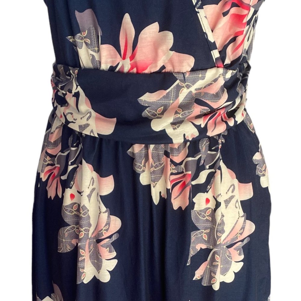 Ouges Faux Wrap Floral Jersey Knit Midi Dress Poc… - image 3